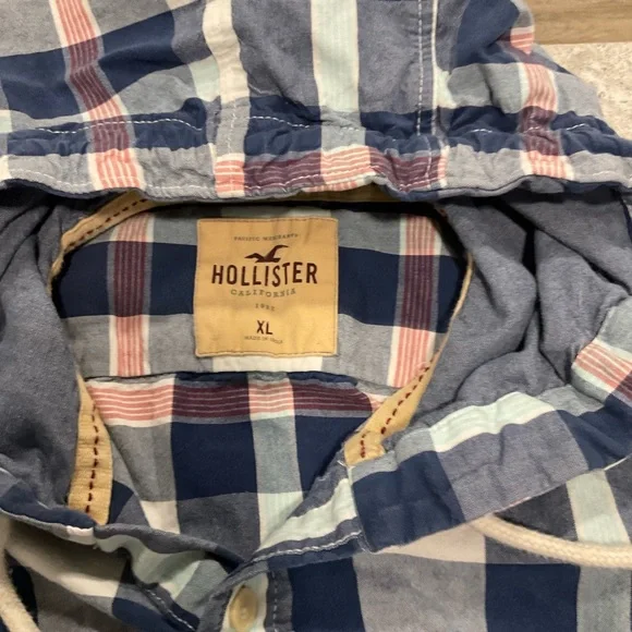 Hollister Multicolor Plaid Button up Hoodie—XL - Picture 2 of 6
